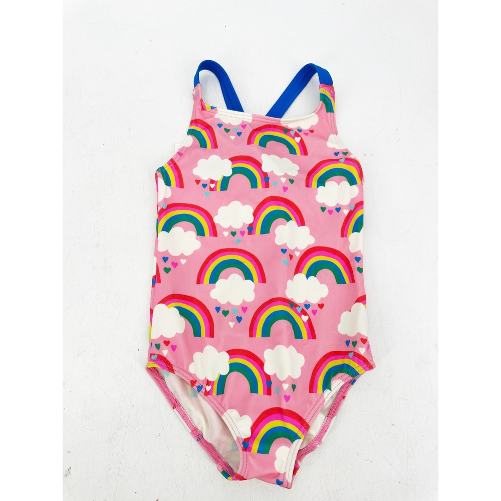 Boden One Piece Swimsuit 2-3Y Pink Rainbow Eco Friendly Beachwear Summer